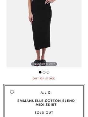 A.L.C. Black Cotton-Blend Midi Skirt